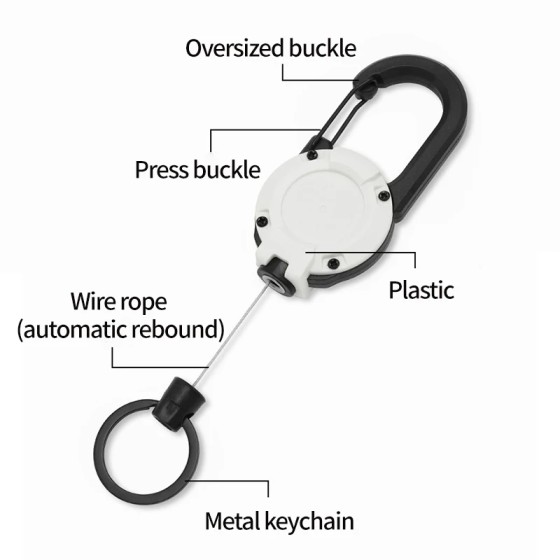 Foldable Steel Wire Tactical Automatic Retractable Buckle Rope Camping Supplies Anti-theft Elastic Keychain Carabiner