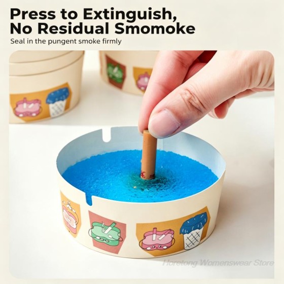 Heavy Duty 25Pcs Box Disposable Paper Cigarette Ashtrays Water-Activated Extinguishing Sand No Clean Ashtray Home Office Hotel Car