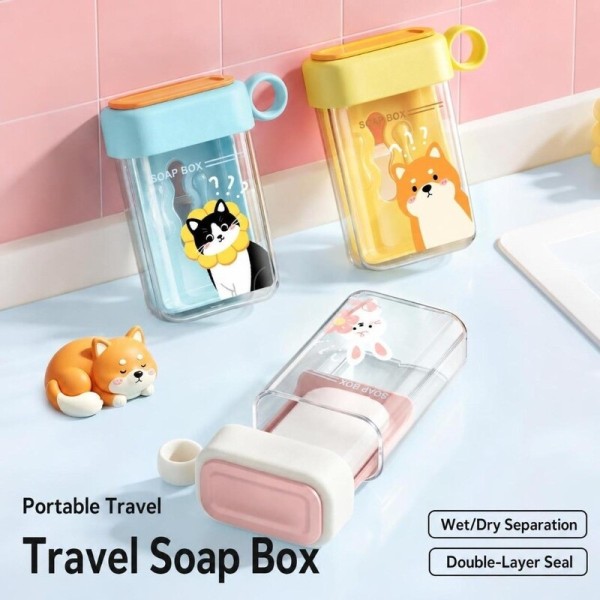 Easy To Clean Double Layer Portable Soap Case Dry Wet Separation Waterproof Travel Box Detachable Lid Leakproof Container