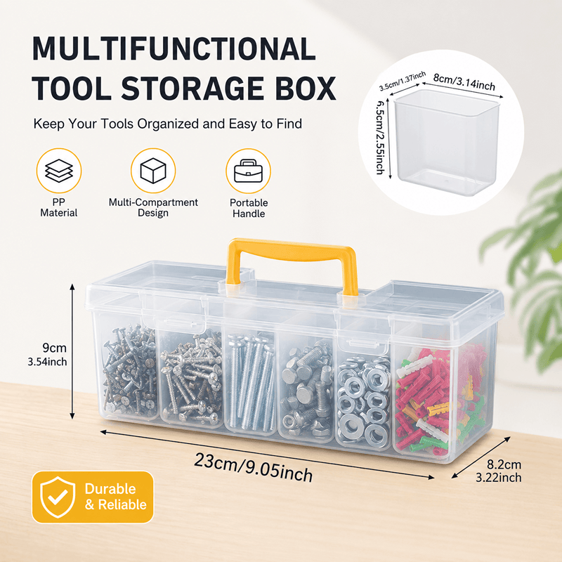 Washable 7-in-1 Portable Hardware Storage Box Detachable Small Bins Multifunctional Organizer Screws Nuts Household Parts