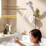 Easy To Clean Shower Head Holder No Drilling Suction Cup Double Layer Flower Shape Adjustable Angle Bracket Hook Universal Wall Mount