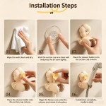 Easy To Clean Shower Head Holder No Drilling Suction Cup Double Layer Flower Shape Adjustable Angle Bracket Hook Universal Wall Mount