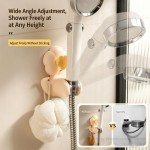 Easy To Clean Shower Head Holder No Drilling Suction Cup Double Layer Flower Shape Adjustable Angle Bracket Hook Universal Wall Mount