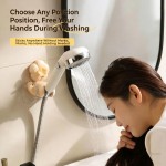 Easy To Clean Shower Head Holder No Drilling Suction Cup Double Layer Flower Shape Adjustable Angle Bracket Hook Universal Wall Mount