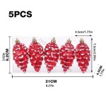 Easy To Use Christmas Tree Pine Cone Hanging Ornament Set Metallic Finish Plastic Pinecone Decoration Wreaths R7UB