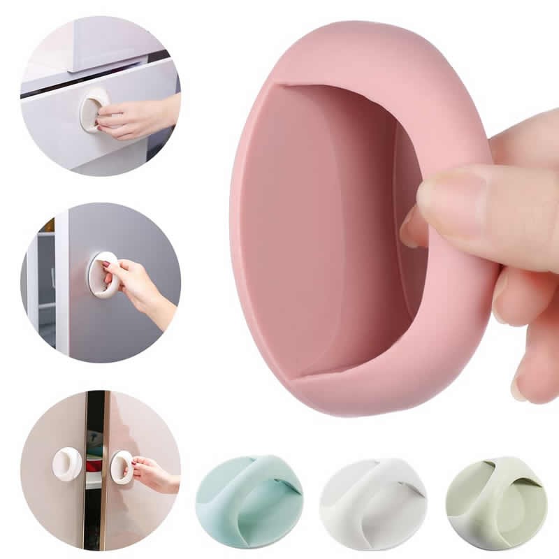 Sleek Multi-purpose Self-adhesive Round Door Handle Auxiliary Knobs Plastic Furniture Wardrobe Pulls Glass Window Refrigerator Pull