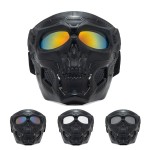 Removable Cycling Colored Goggle Motorcycle Skull Skeleton Mask Windproof Full Face Paintball Game Tactical Protection Helmet