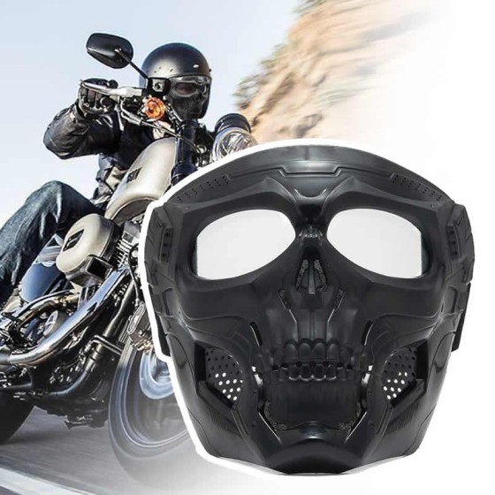 Removable Cycling Colored Goggle Motorcycle Skull Skeleton Mask Windproof Full Face Paintball Game Tactical Protection Helmet