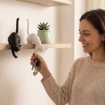 Rechargeable 3D Printed Cat Inverted Hanging Ornament Hook Cat-Shaped Storage Home Decor Key Indoor Idea Pet Lover