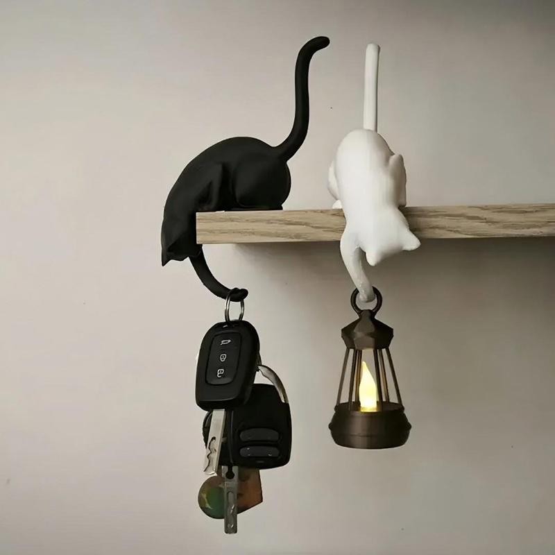 Rechargeable 3D Printed Cat Inverted Hanging Ornament Hook Cat-Shaped Storage Home Decor Key Indoor Idea Pet Lover