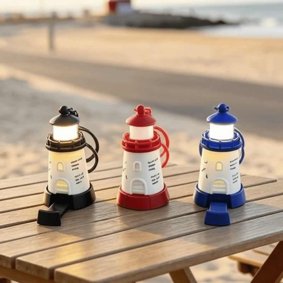 Brilliant Retro Mini Light-Up Lighthouse Keychain Backpack Pendant Gift Hanging Keyring Desk Decor Small Night Lamp