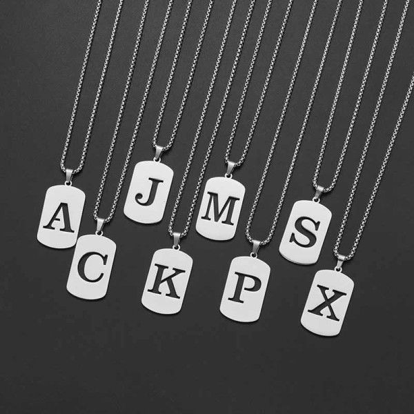 Stackable Delicate Initial Name Letters Charm Pendant Necklace Men Alphabet A-Z Stainless Steel Jewelry Women Collar Hombre