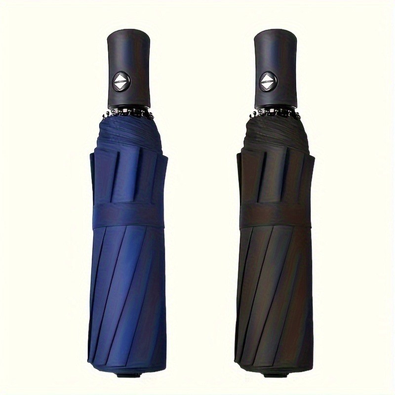 No Tools Required Three-Fold Black Vinyl Super Strong Umbrella UV Protection Solid Color Fresh Style Both Men Women Trendy Instagra