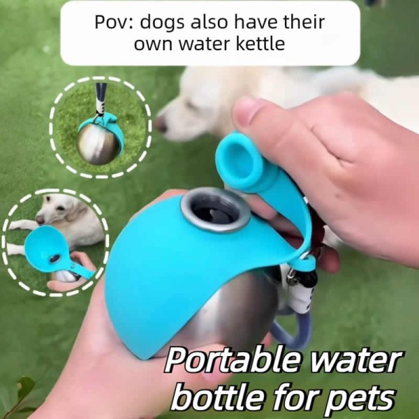 Premium Quality Dog Water Bottle Removable Silicone Bowl 285ml Stainless Steel Construction Leak-Proof Outdoor Activities Like Walking