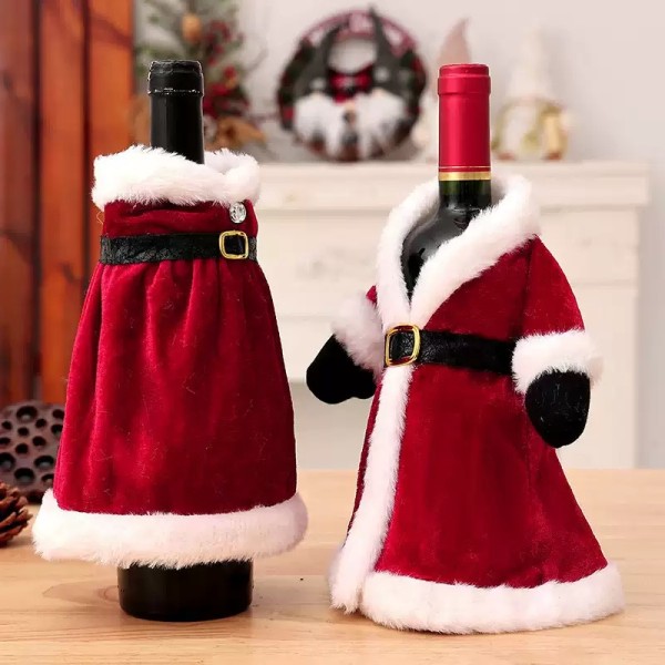 Easy To Use Creative Cute Christmas Wine Bottle Golden Velvet Dress Covers Sleeve Santa Snowman Xmas Party Dinner Table Decor