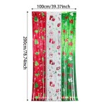 Safe 1x2M Christmas Rain Silk Curtain Xmas Party Background Decoration Hanging Santa Claus Snowman Tree Ribbon