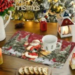 Vibrant Christmas Placemat Festival Decoration Set Santa Claus Linen Tableware Pads Tablecloth Celebrations