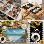 Vibrant Christmas Placemat Festival Decoration Set Santa Claus Linen Tableware Pads Tablecloth Celebrations