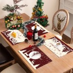 Vibrant Christmas Placemat Festival Decoration Set Santa Claus Linen Tableware Pads Tablecloth Celebrations