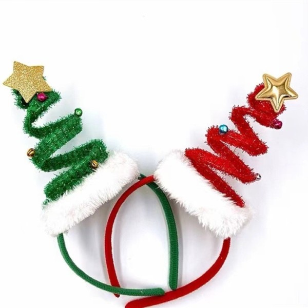 Realistic Spring Christmas Headband Fluffy Plush Santa's Hat Tree Hair Hoop Happy Year Clip Children Headwear