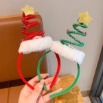 Realistic Spring Christmas Headband Fluffy Plush Santa's Hat Tree Hair Hoop Happy Year Clip Children Headwear