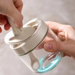 Heat Resistant Kitchen Glass Seasoning Bottle Retractable Spoon Multifunctional Leak Proof Moisture-Proof Salt Storage Box