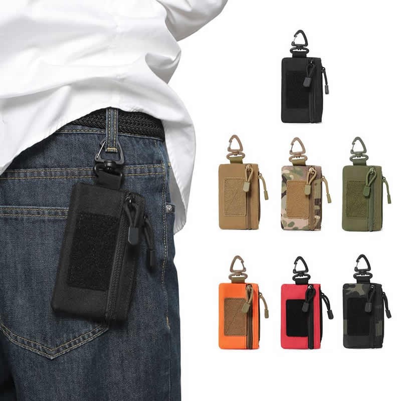 Waterproof Outdoor Sports Men Tactical EDC Wallet Portable Coin Pouch Key Bag Waist Durable Card Zipper Accessory