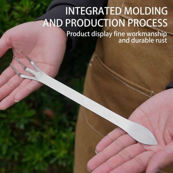 Heavy Duty Stainless Steel Root Rake Bonsai Potted Plants 3-Prong Loosen Soil Tool Handheld Rustproof Home Gardening