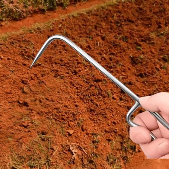 Bpa-free Heavy-Duty Stainless Steel Round Soil Loosener Toolwith Tip Loosening Hook Bonsai Weeding Repotting Planting