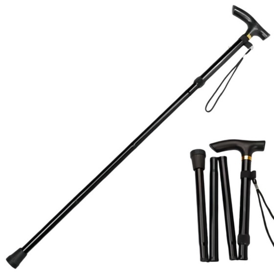 Ergonomic Foldable Hiking Stick Aluminum Alloy Telescopic Walking Multi-functional Elderly Lightweight