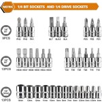 Premium FOCSE 46 Pieces Inch Drive Socket Ratchet Wrench Set Bit Metric Extension Bar Auto Repairing