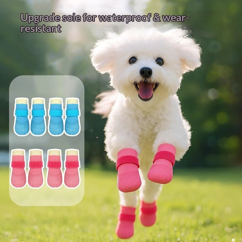 Durable Waterproof Dog Shoes Small Dogs Anti-Slip Pet Boots Rain Booties Paw Protector Teddy Poodle Chihuahua Socks