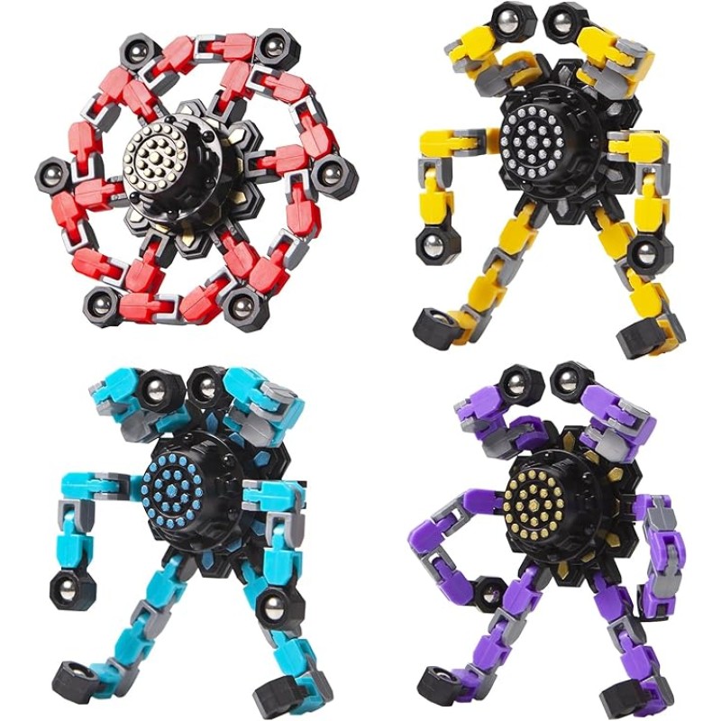 Entertaining Fidget Spinner Toys Transformable Chain Robot Finger Toy Kids Adults Stress Relief Sensory Fingertip Gyros