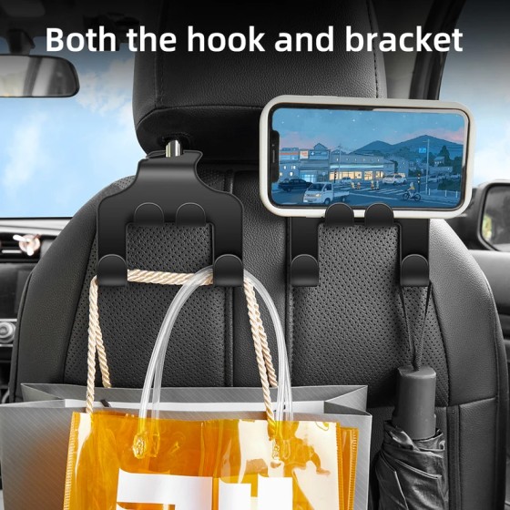 Universal Black Car Seat Headrest Hook Hanger Storage Organizer For Handbag Purse Coat Vehicle Interior Accessory