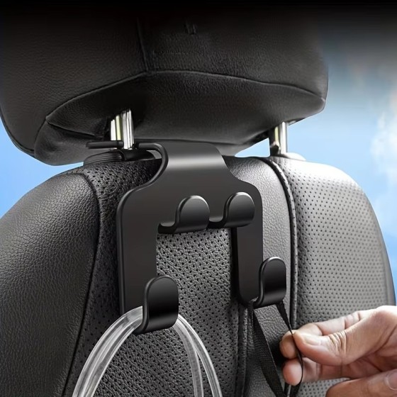 Universal Black Car Seat Headrest Hook Hanger Storage Organizer For Handbag Purse Coat Vehicle Interior Accessory
