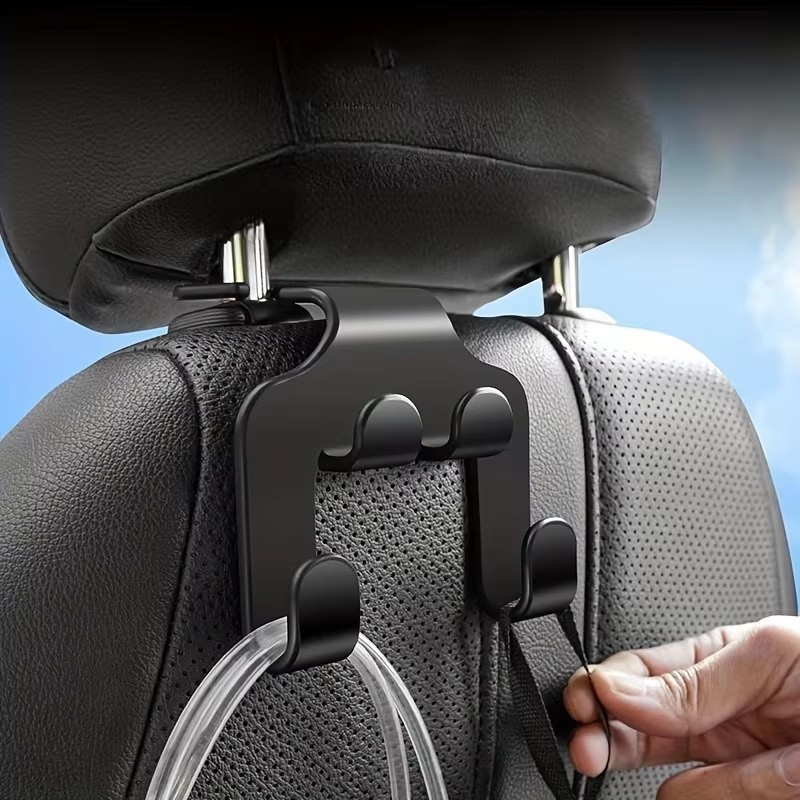 Universal Black Car Seat Headrest Hook Hanger Storage Organizer For Handbag Purse Coat Vehicle Interior Accessory