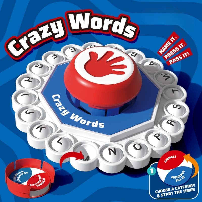 Entertaining Crazy Words English Board Game Fast Paced Family Fun Quick Thinking Letter Pressing Puzzle Adults Kids