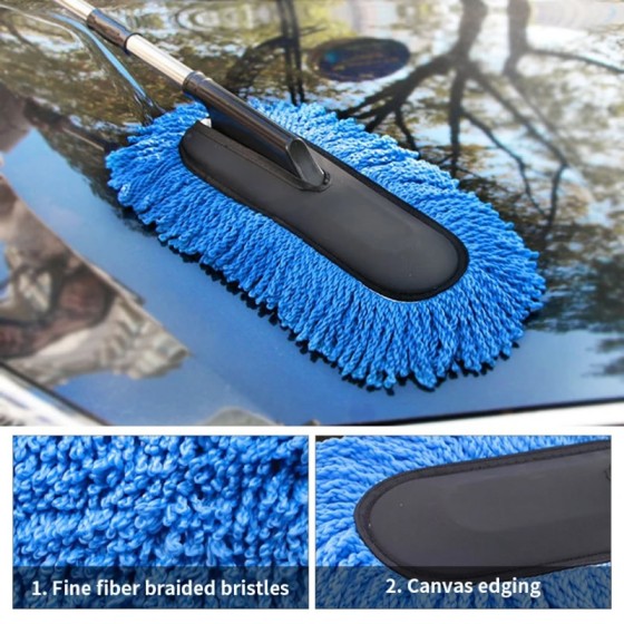 Car Washing Mop Microfiber Soft Brush Extendable Handle Auto Duster Removable Washable Detailing Dust Remover Cleaning Tool