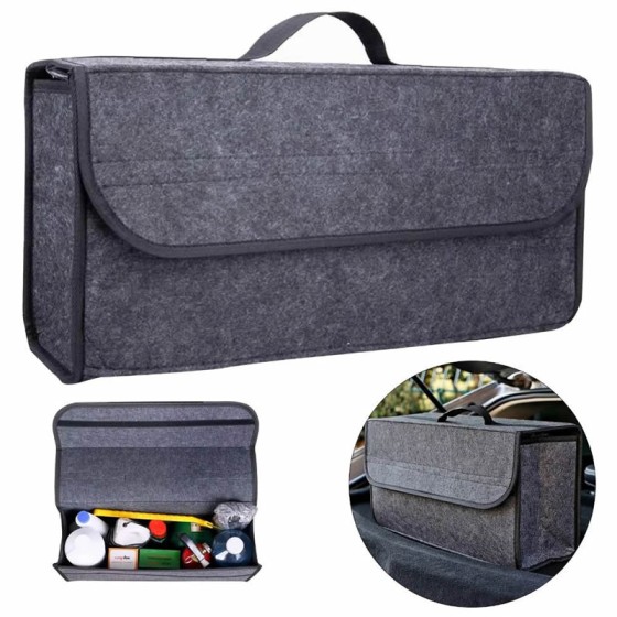 Foldable Felt Car Trunk Storage Box Anti‑Slip Large Capacity Compartment Car Boot Organizer Vehicle Storage Organizer