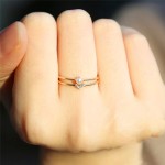 Dainty Tiny Heart Thin Band Stackable Knuckle Ring for Women, AAA+ CZ Light Gold‑Tone Daily Fashion Jewelry
