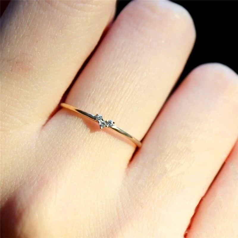 Dainty Tiny Heart Thin Band Stackable Knuckle Ring for Women, AAA+ CZ Light Gold‑Tone Daily Fashion Jewelry