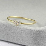Dainty Tiny Heart Thin Band Stackable Knuckle Ring for Women, AAA+ CZ Light Gold‑Tone Daily Fashion Jewelry