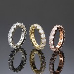 Iced Out Ring for Women Punk Hip Hop Cubic Zirconia Gold Crystal Ring Hippie Street Jewelry Wholesale Accessories