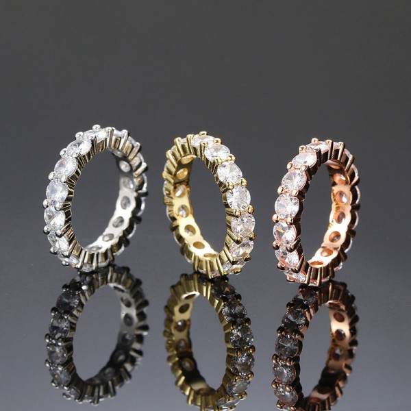 Iced Out Ring for Women Punk Hip Hop Cubic Zirconia Gold Crystal Ring Hippie Street Jewelry Wholesale Accessories