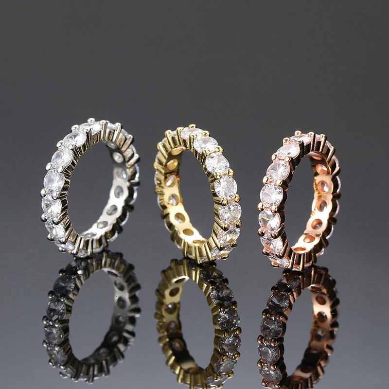 Iced Out Ring for Women Punk Hip Hop Cubic Zirconia Gold Crystal Ring Hippie Street Jewelry Wholesale Accessories