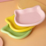 Cute Cat Shape Cat Bowl Non‑Slip Anti‑Flip Plastic Cat Food Bowl Anti‑Fall Pet Feeding Plate For Cats
