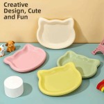 Cute Cat Shape Cat Bowl Non‑Slip Anti‑Flip Plastic Cat Food Bowl Anti‑Fall Pet Feeding Plate For Cats