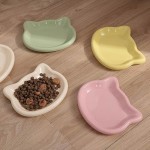 Cute Cat Shape Cat Bowl Non‑Slip Anti‑Flip Plastic Cat Food Bowl Anti‑Fall Pet Feeding Plate For Cats