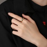 Chunky Crystal Star Stacking Ring for Women, Vintage Retro Punk Gold‑Tone Cubic Zirconia Statement Finger Fashion Accessories