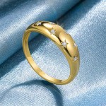 Chunky Crystal Star Stacking Ring for Women, Vintage Retro Punk Gold‑Tone Cubic Zirconia Statement Finger Fashion Accessories
